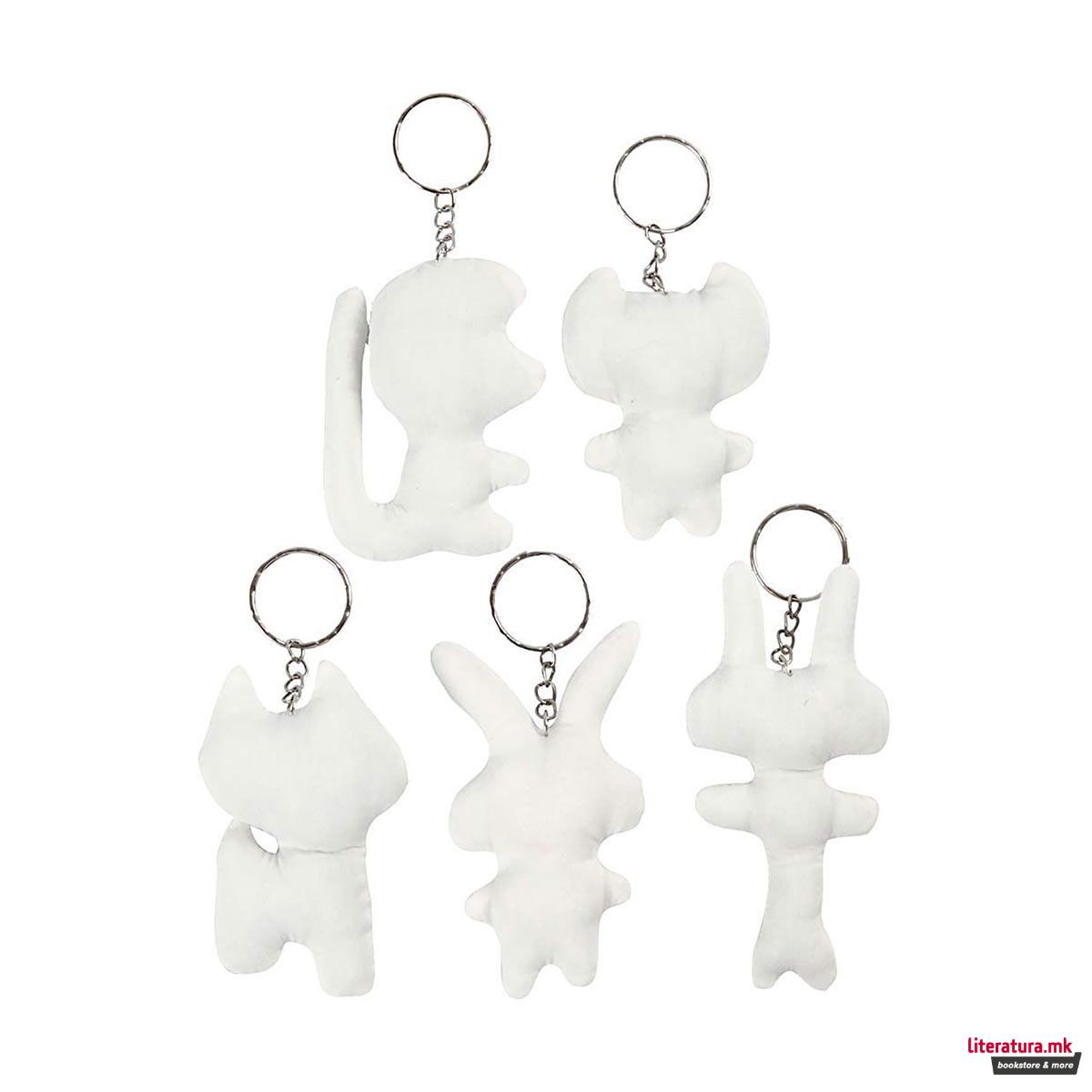 Сет платнени приврзоци за клуч, Fabric Figures with key rings, 5 парчиња 