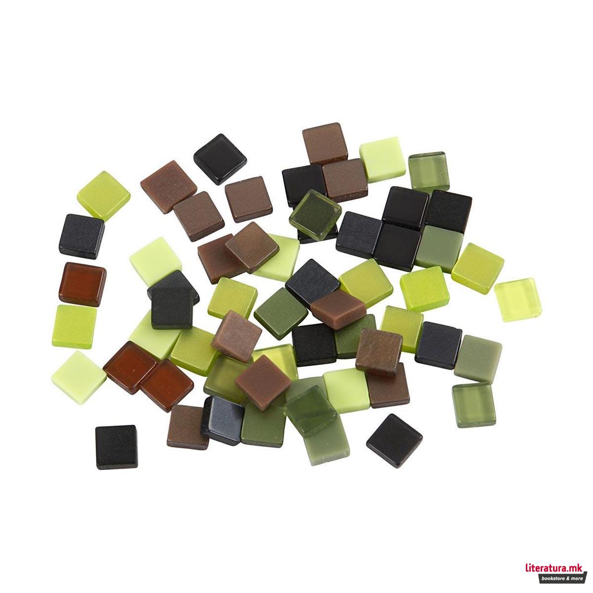 Плочки за мозаик - зелени, Мини Mosaic, green glitter, 25g, 5 x 5 мм 