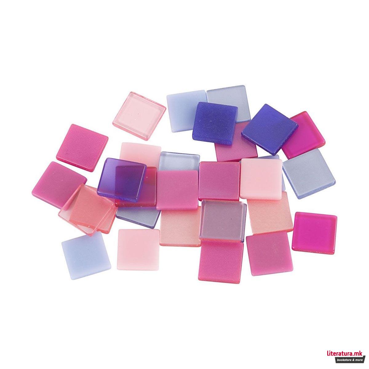 Плочки за мозаик - виолетови, Мини Mosaic, lilac/dark lilac, 25g, 10 x 10 мм 