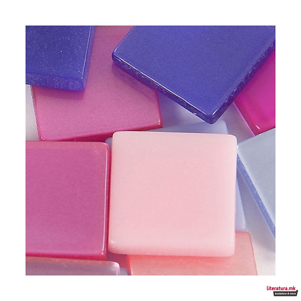 Плочки за мозаик - виолетови, Мини Mosaic, lilac/dark lilac, 25g, 10 x 10 мм 