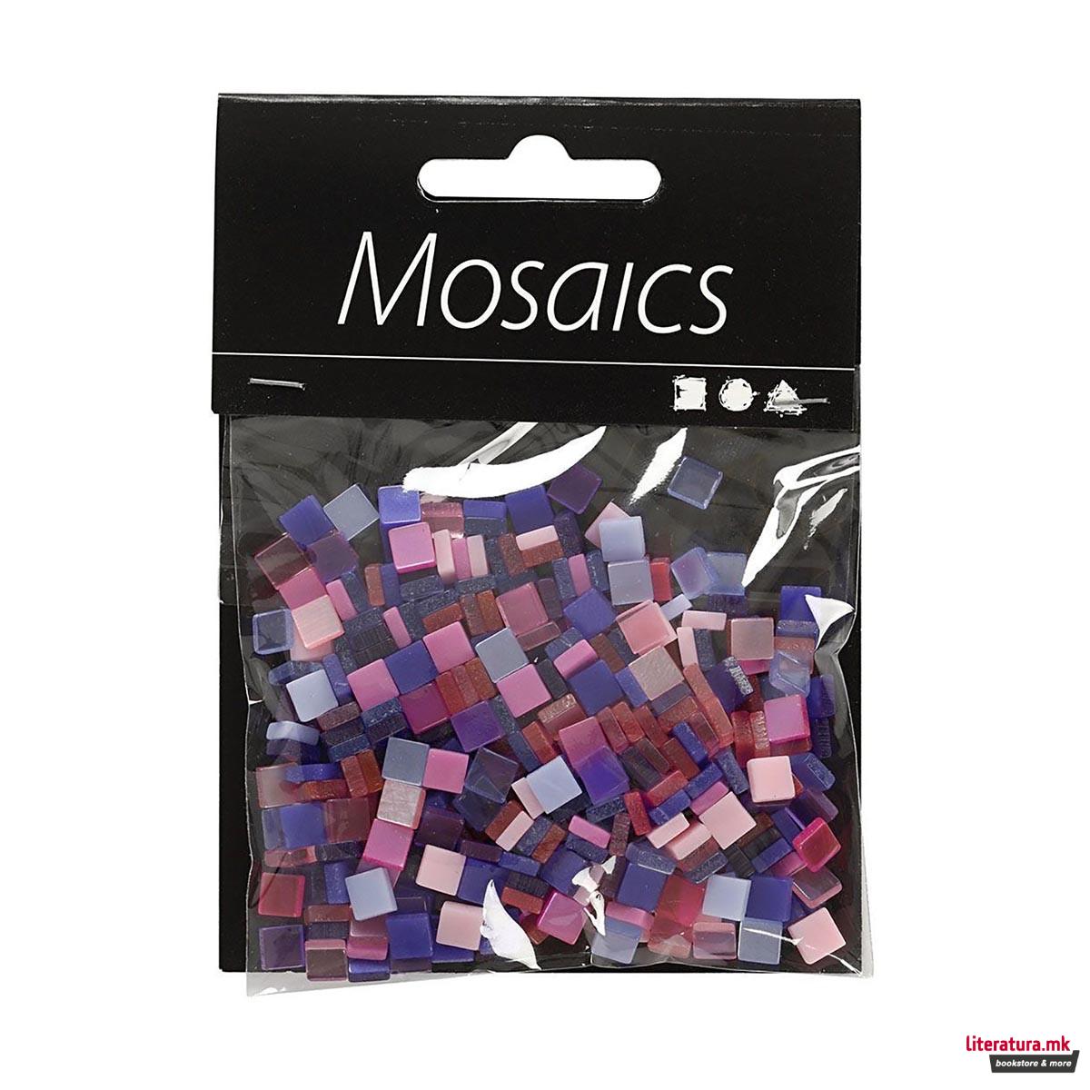 Плочки за мозаик - виолетови, Мини Mosaic, lilac/dark lilac, 25g, 5 x 5 мм 
