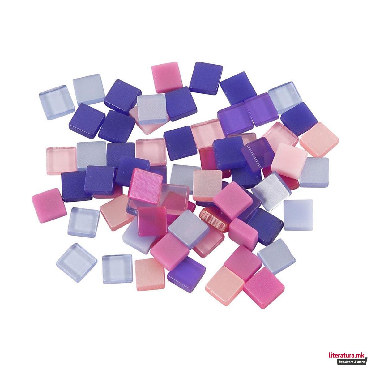 Плочки за мозаик - виолетови, Мини Mosaic, lilac/dark lilac, 25g, 5 x 5 мм 