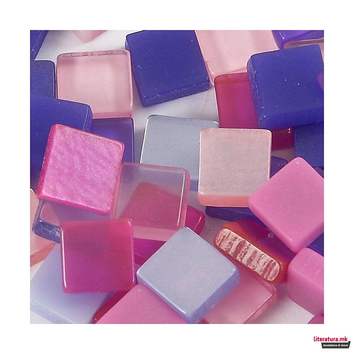 Плочки за мозаик - виолетови, Мини Mosaic, lilac/dark lilac, 25g, 5 x 5 мм 