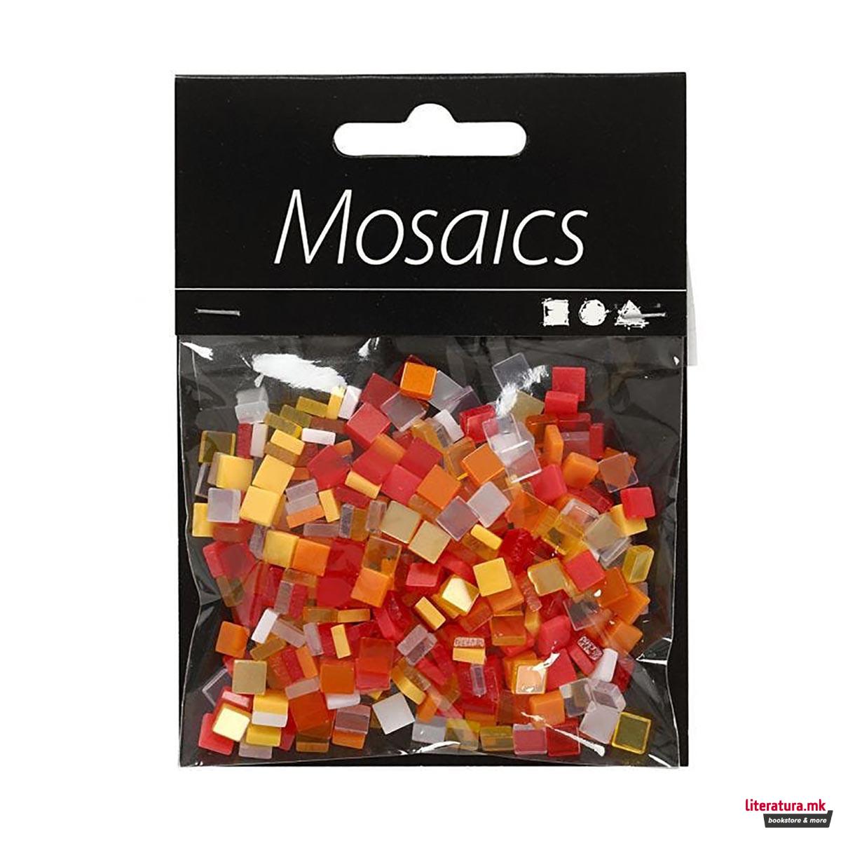 Плочки за мозаик - црвени/жолти, Мини Mosaic, red/orange harmony, 25g, 10 x 10 мм 