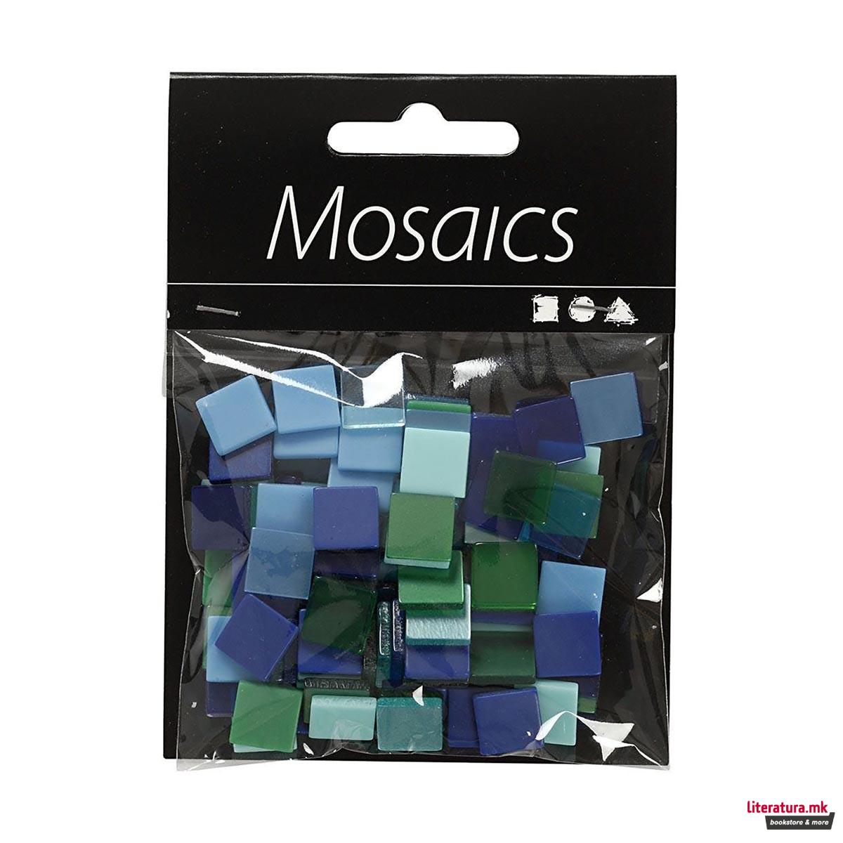 Плочки за мозаик - сини/зелени, Мини Mosaic, blue/green harmony, 25g, 10 x 10 мм 