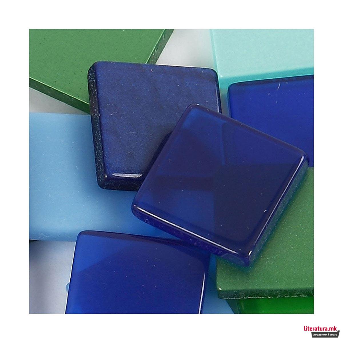 Плочки за мозаик - сини/зелени, Мини Mosaic, blue/green harmony, 25g, 10 x 10 мм 