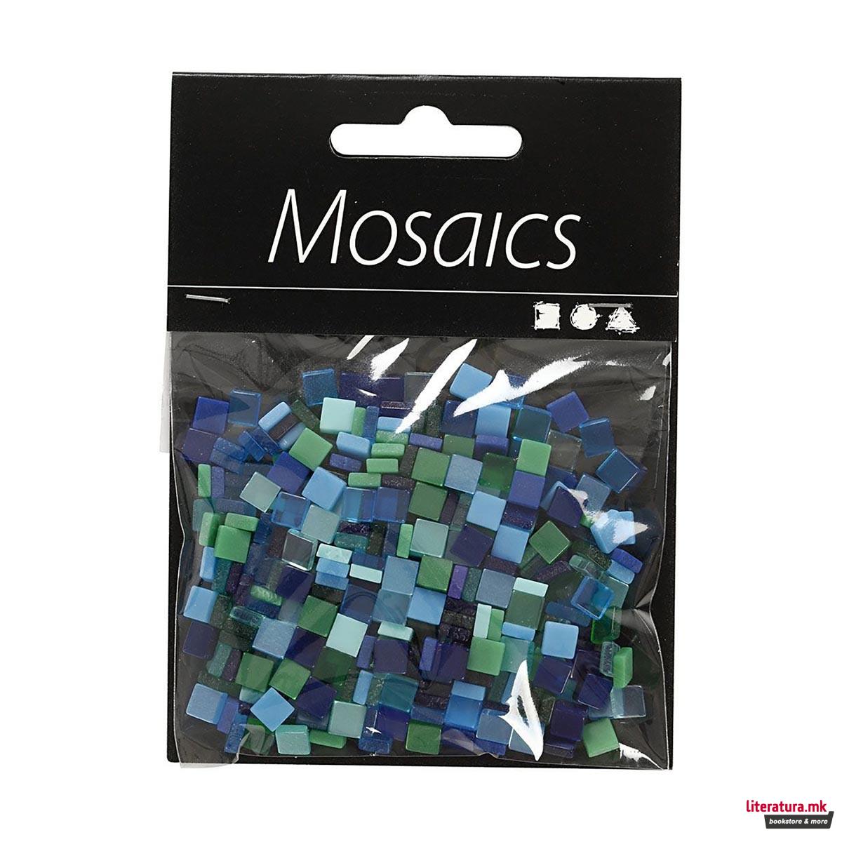 Плочки за мозаик - сини/зелени, Мини Mosaic, blue/green harmony, 25g, 5 x 5 мм 