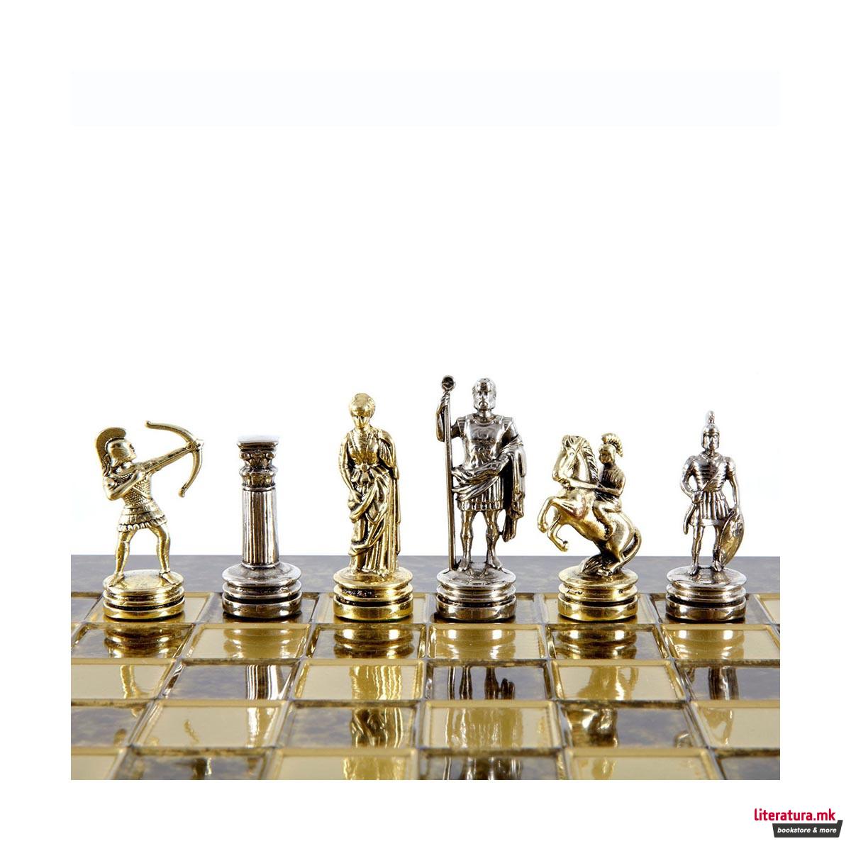 Сет за шах, Handcrafted Luxury Archers Set, кафеав со златни/сребрени фигури 