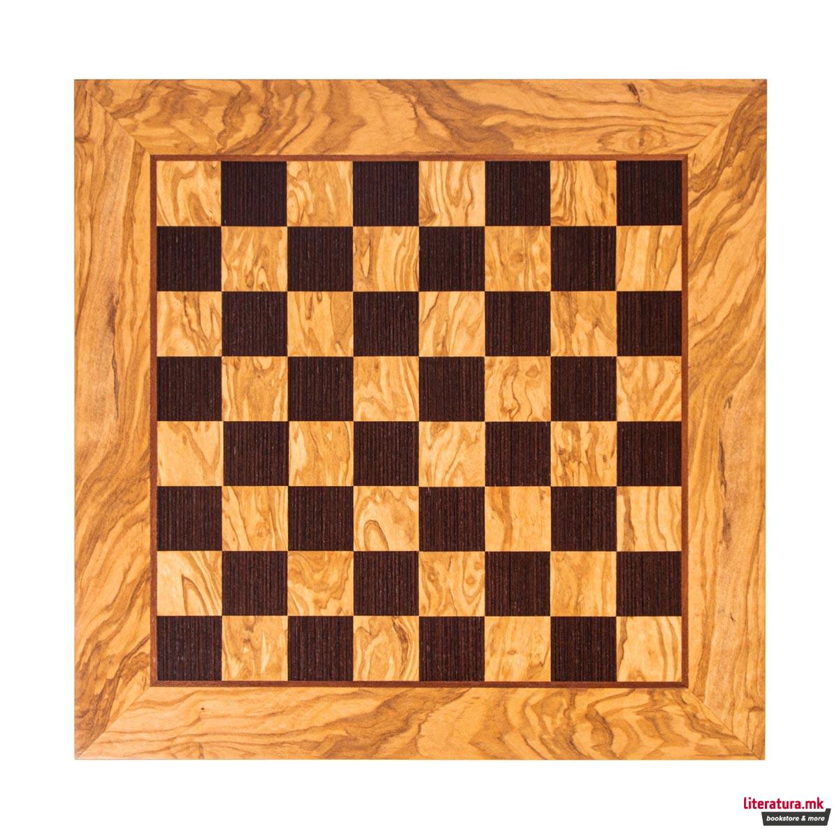 Табла за шах, Handcrafted Olive Wood & Wenge Inlaid, 40 x 40 cm 