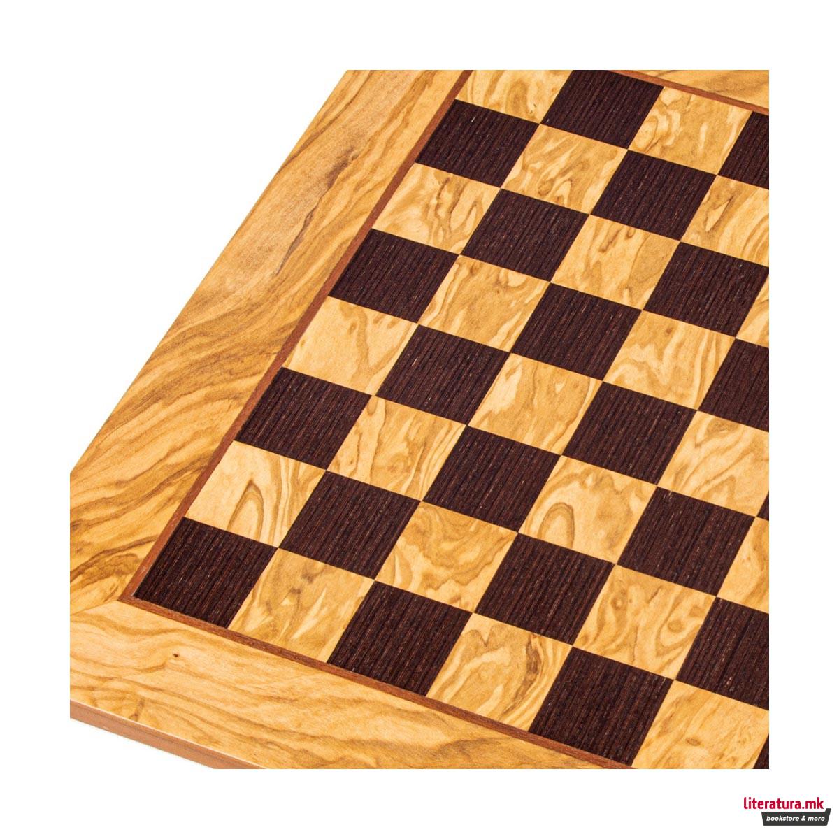 Табла за шах, Handcrafted Olive Wood & Wenge Inlaid, 40 x 40 cm 