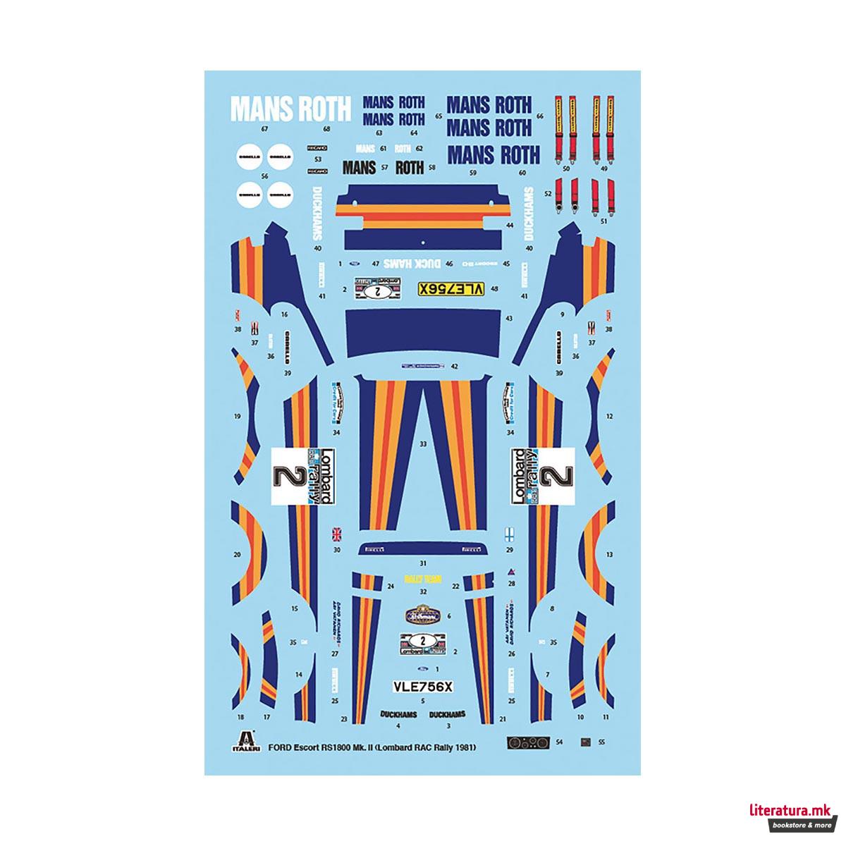 Макета, Cars and Bikes, Ford Escort RS 1800 Mk.II Lombard RAC Rally, 1:24 