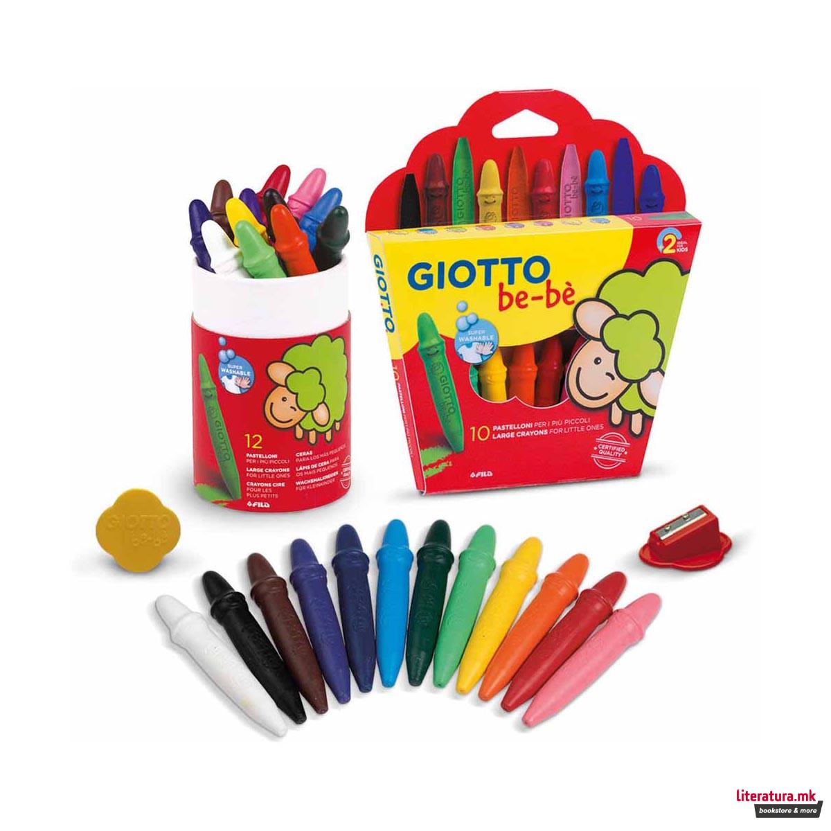 Мрсни боички за најмали, Giotto be-bè, Large crayons, 10 бои 