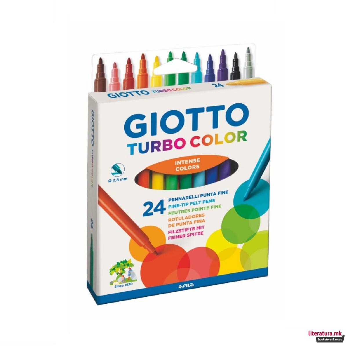 Фломастери, Giotto, Turbo Color, 24 бои, Ø2.8 мм 