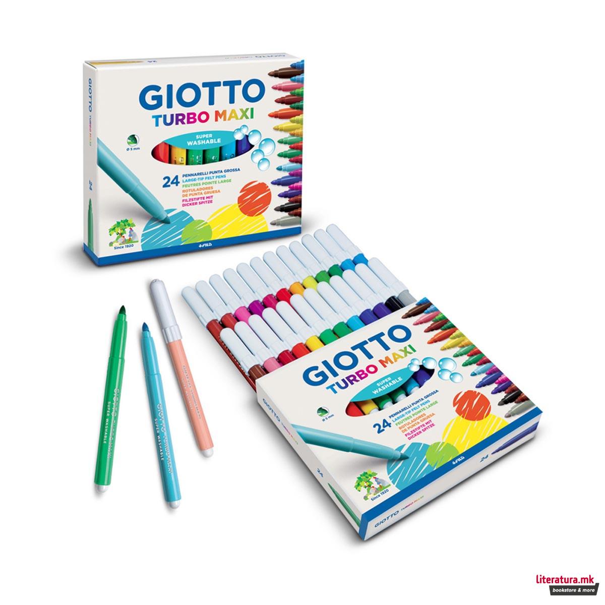 Фломастери, Giotto, Turbo Maxi, 24 бои, Ø5 мм 