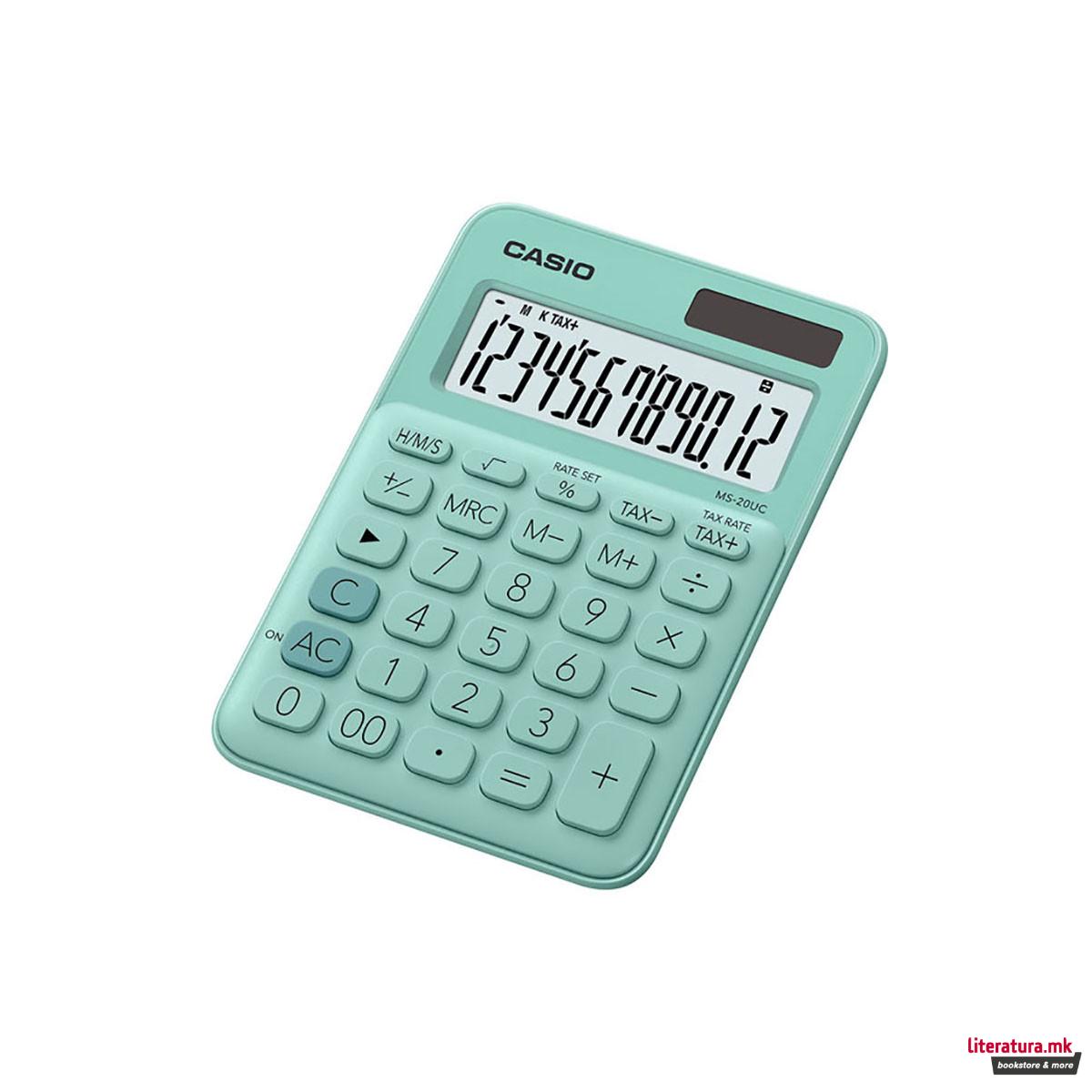 Калкулатор во боја, Casio, MC-20-UC, зелен 