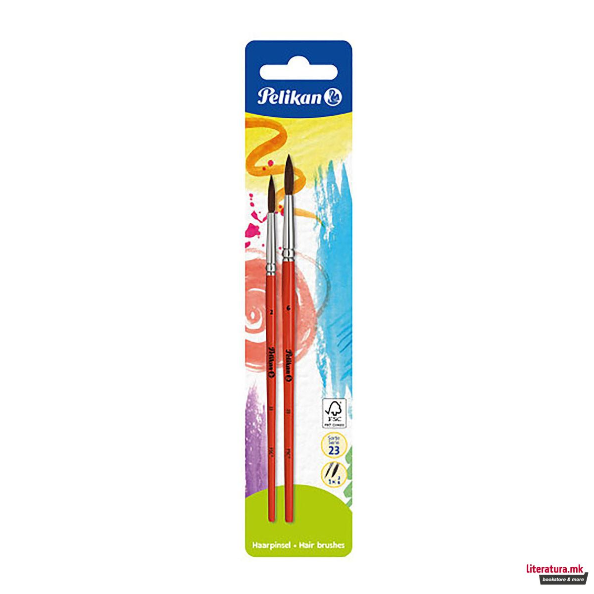 Сет четки за водени бои, Pelikan, бр.2 и бр.6 