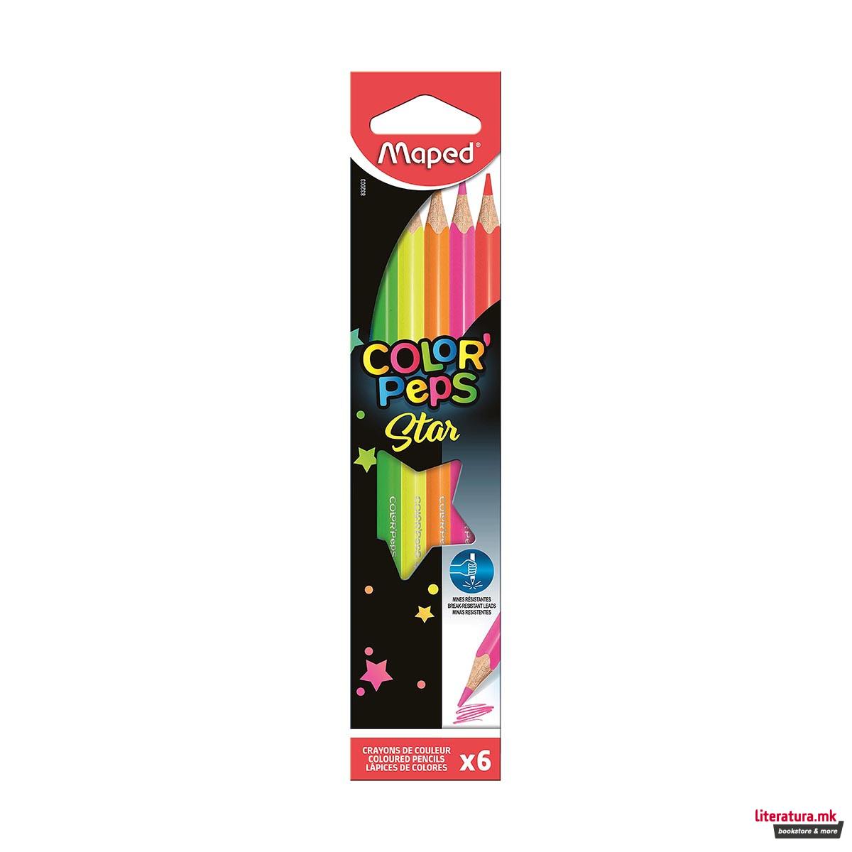 Дрвени бои, Maped, Color'Peps Fluo, 1/6 