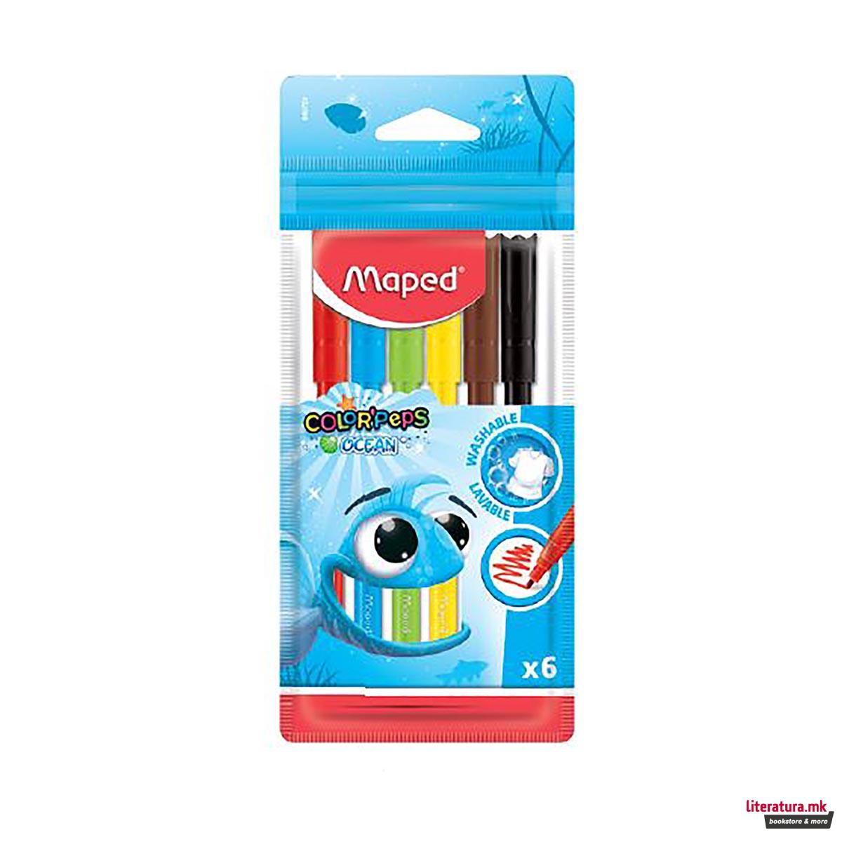 Фломастери Maped, Color'Peps Ocean, 1/6