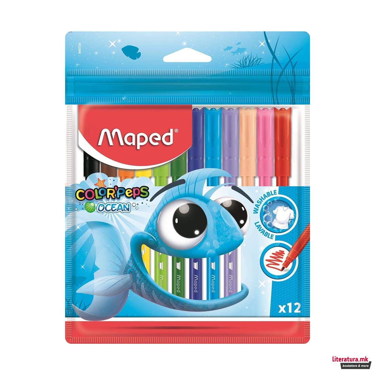 Фломастери Maped, Color'Peps Ocean, 1/12