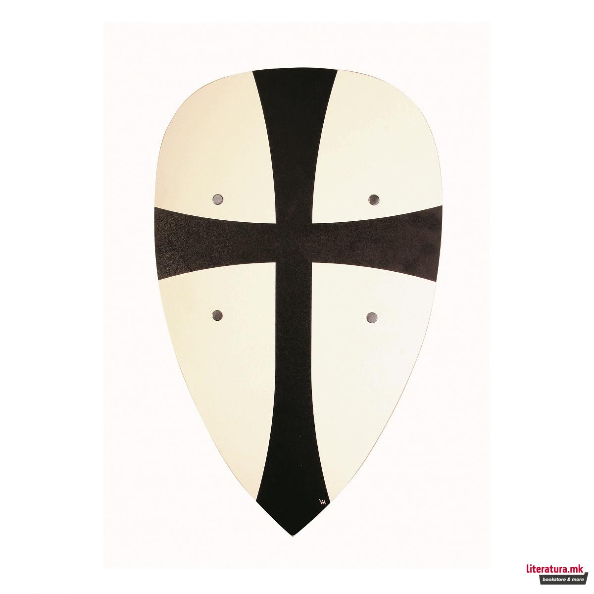 Темпларски штит, црно-бел, 30x50cm 