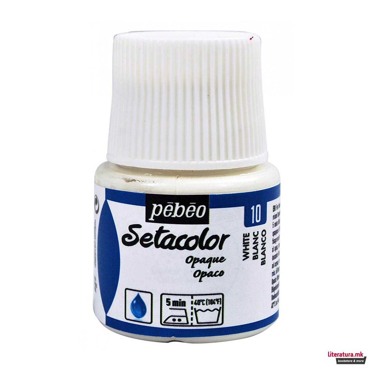 Боја за текстил, Pebeo, Setacolor Opaque, 45мл, white 