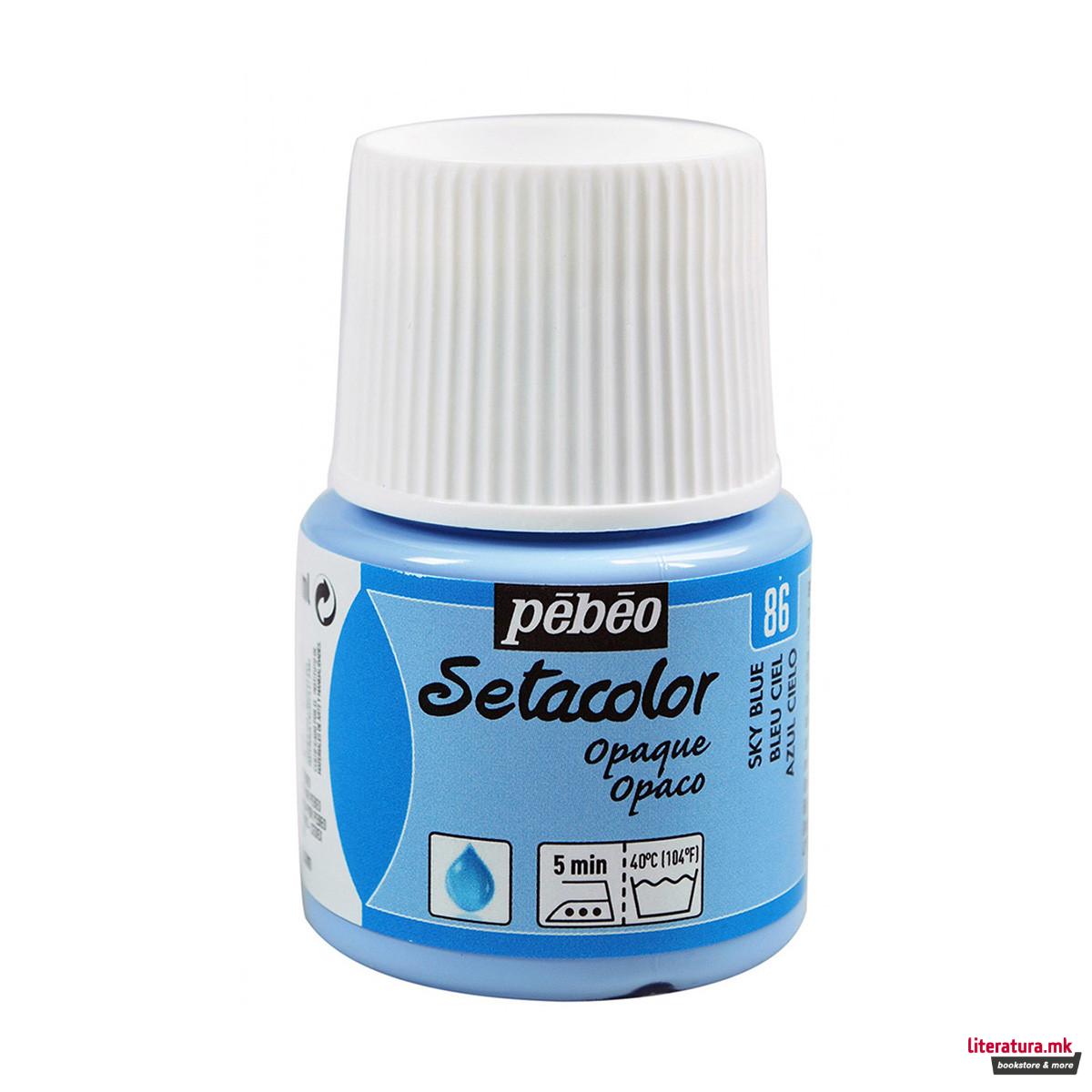 Боја за текстил, Pebeo, Setacolor Opaque, 45мл, sky blue 