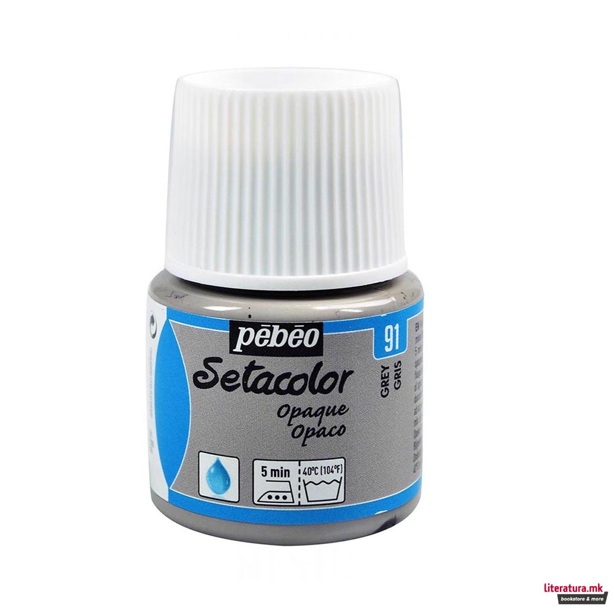 Боја за текстил, Pebeo, Setacolor Opaque, 45мл, grey 