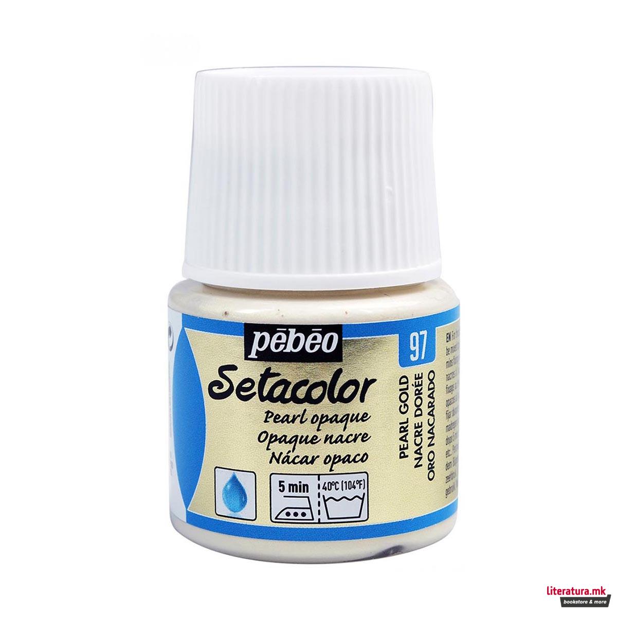 Боја за текстил, Pebeo, Setacolor Pearl, 45мл, pearl gold 