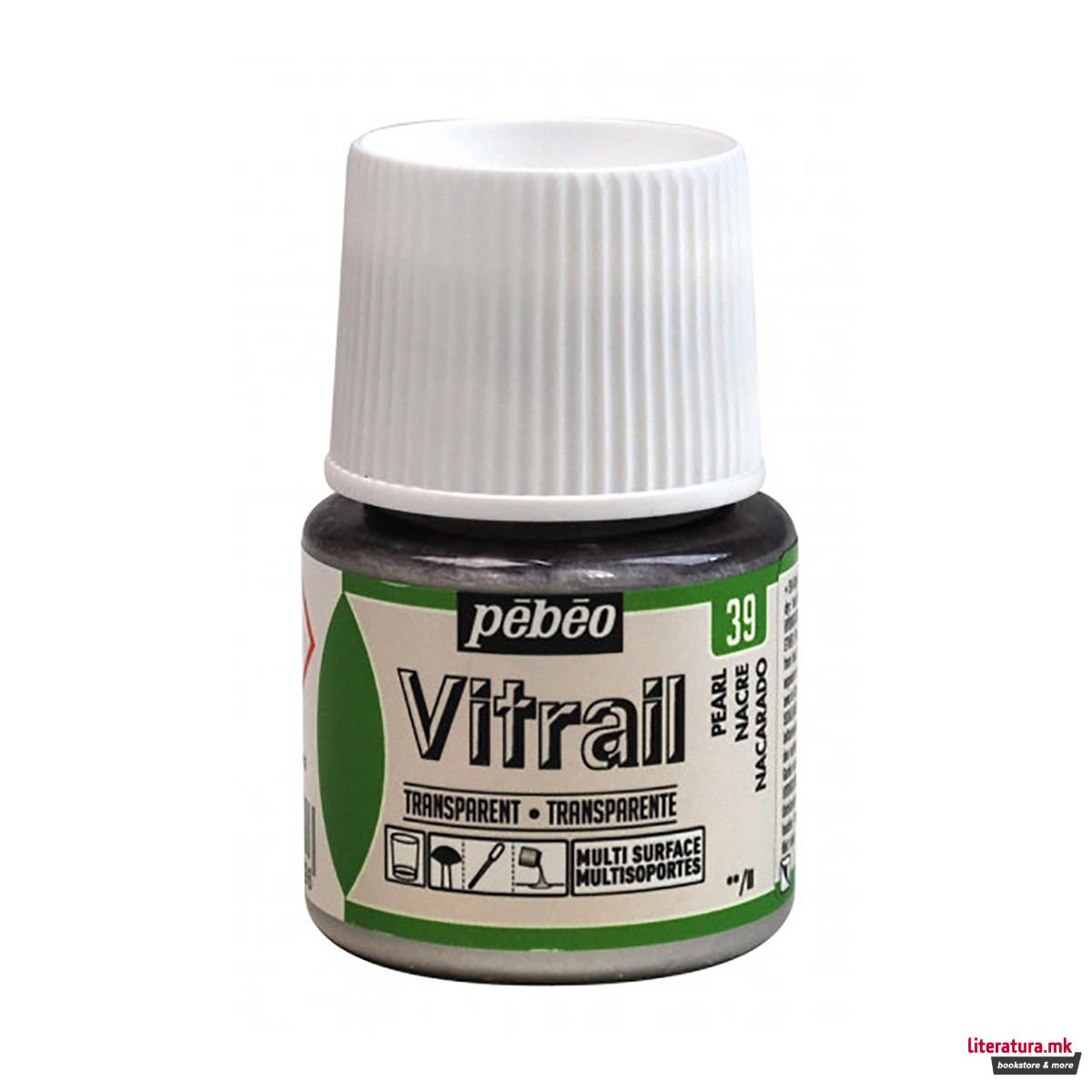 Боја за стакло, Pebeo, Vitrail Transparent, 45 мл, pearl 