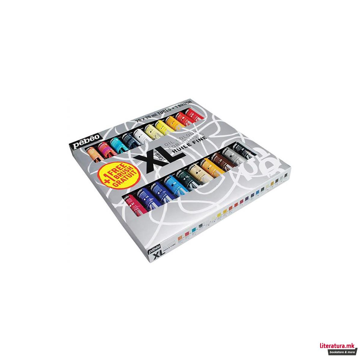 57920221 Сет маслени бои + четка, Pebeo, XL Fine Oil, 20 x 20 мл 