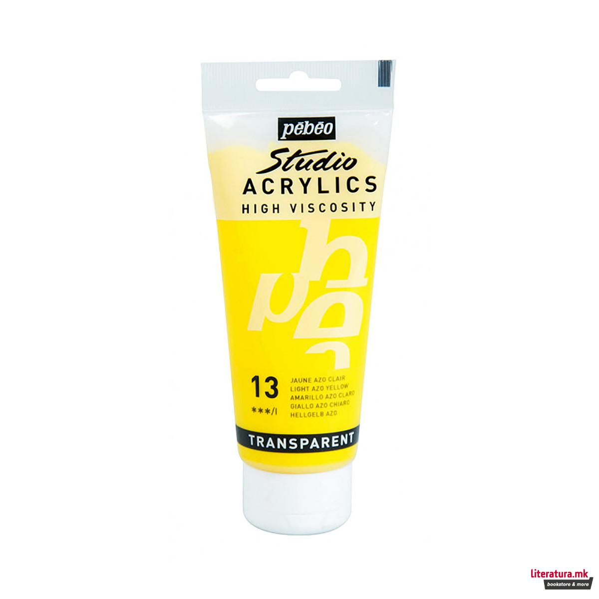 Акрилна боја, Pebeo, Studio Acrylics, 100 мл, light azo yellow 