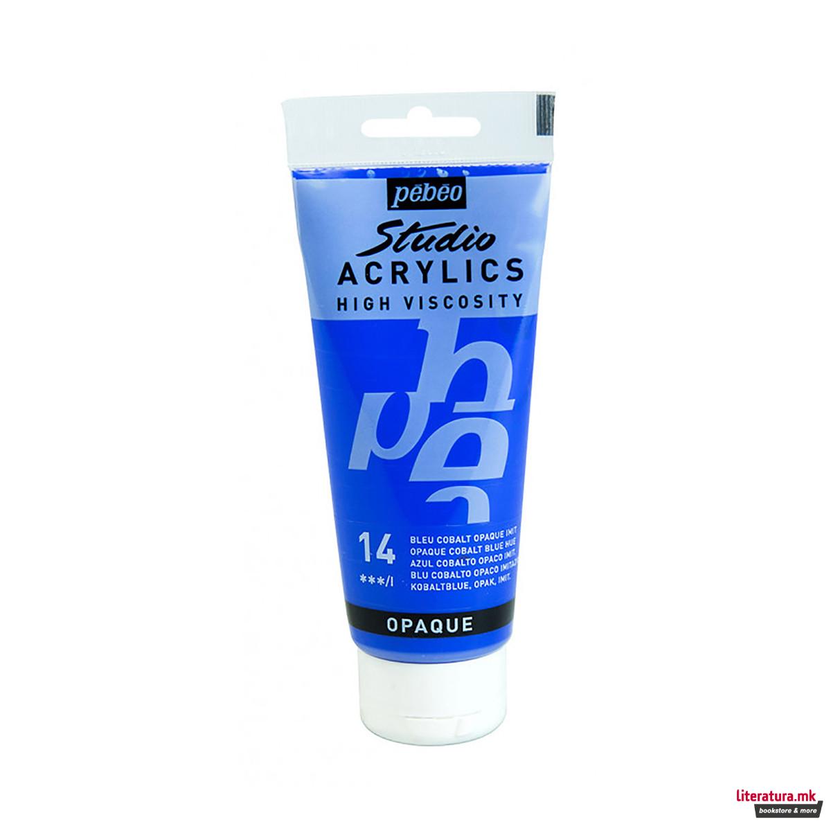 Акрилна боја, Pebeo, Studio Acrylics, 100 мл, opaque cobalt blue 