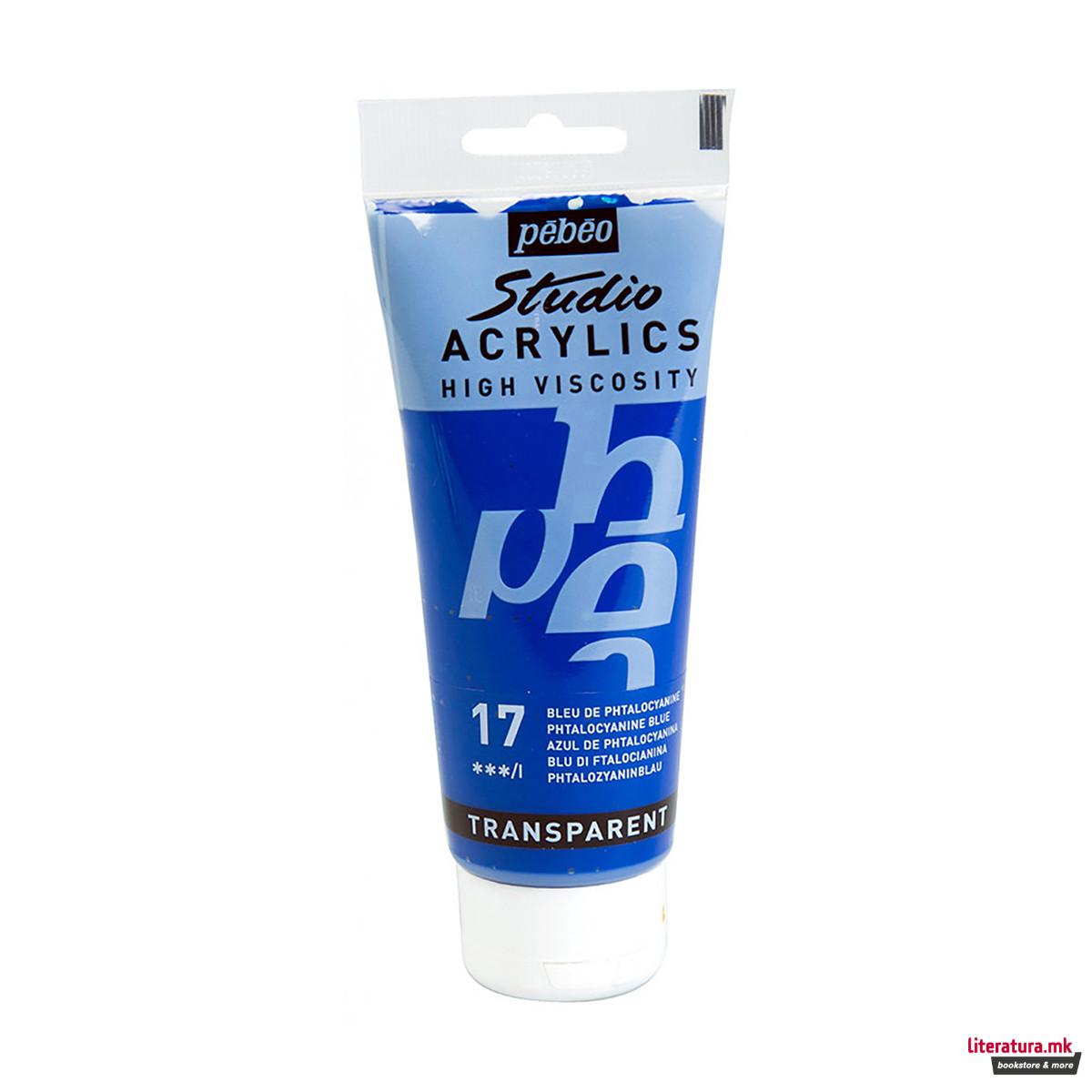 Акрилна боја, Pebeo, Studio Acrylics, 100 мл, phthalocyanine blue 