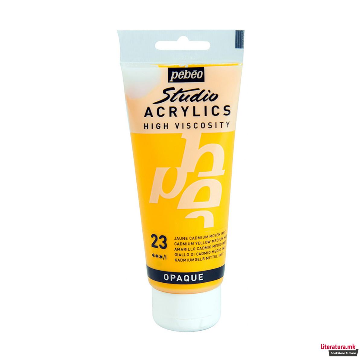Акрилна боја, Pebeo, Studio Acrylics, 100 мл, medium cadmium yellow 