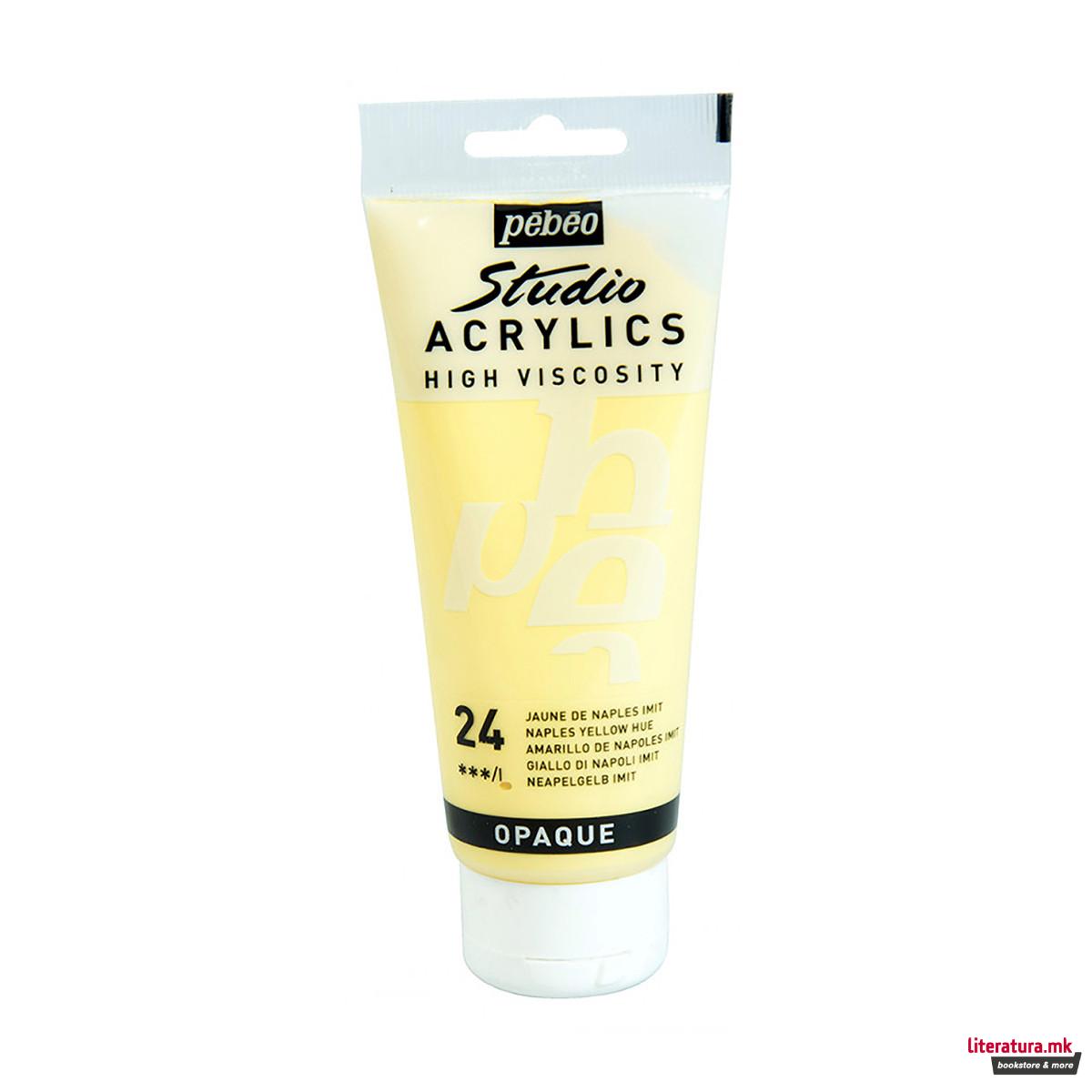 Акрилна боја, Pebeo, Studio Acrylics, 100 мл, naples yellow 