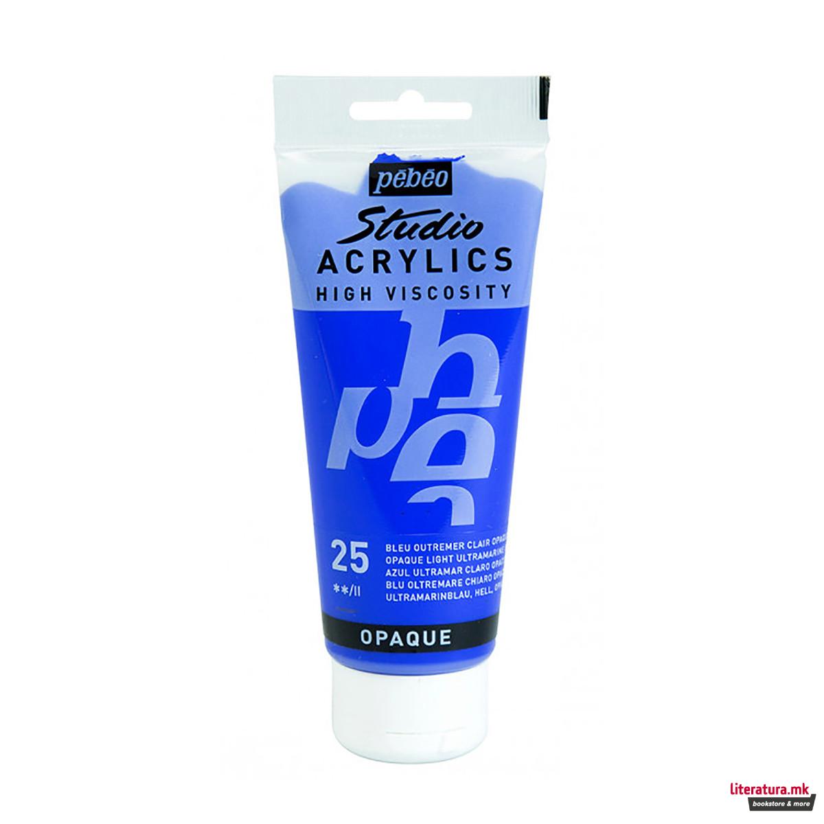 Акрилна боја, Pebeo, Studio Acrylics, 100 мл, opaque light ultramarine blue
