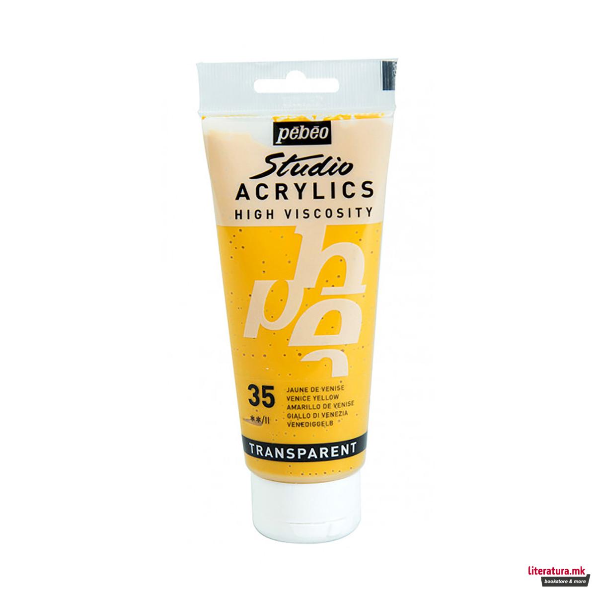 Акрилна боја, Pebeo, Studio Acrylics, 100 мл, venice yellow 
