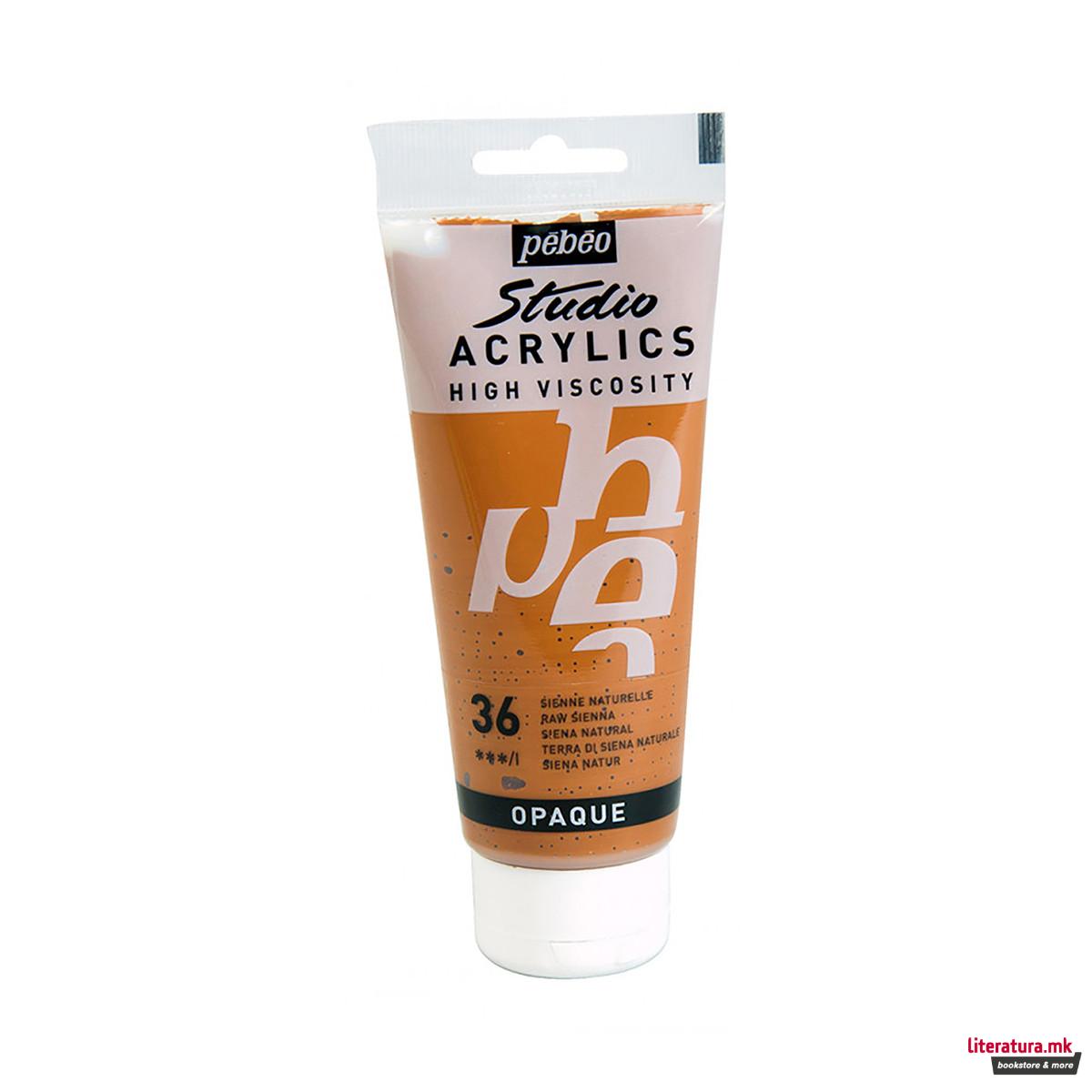 Акрилна боја, Pebeo, Studio Acrylics, 100 мл, raw sienna 
