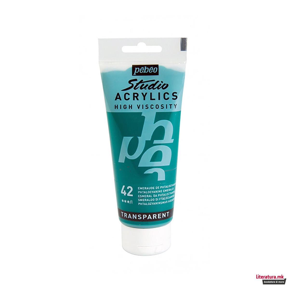 Акрилна боја, Pebeo, Studio Acrylics, 100 мл, phthalocyanine emerald