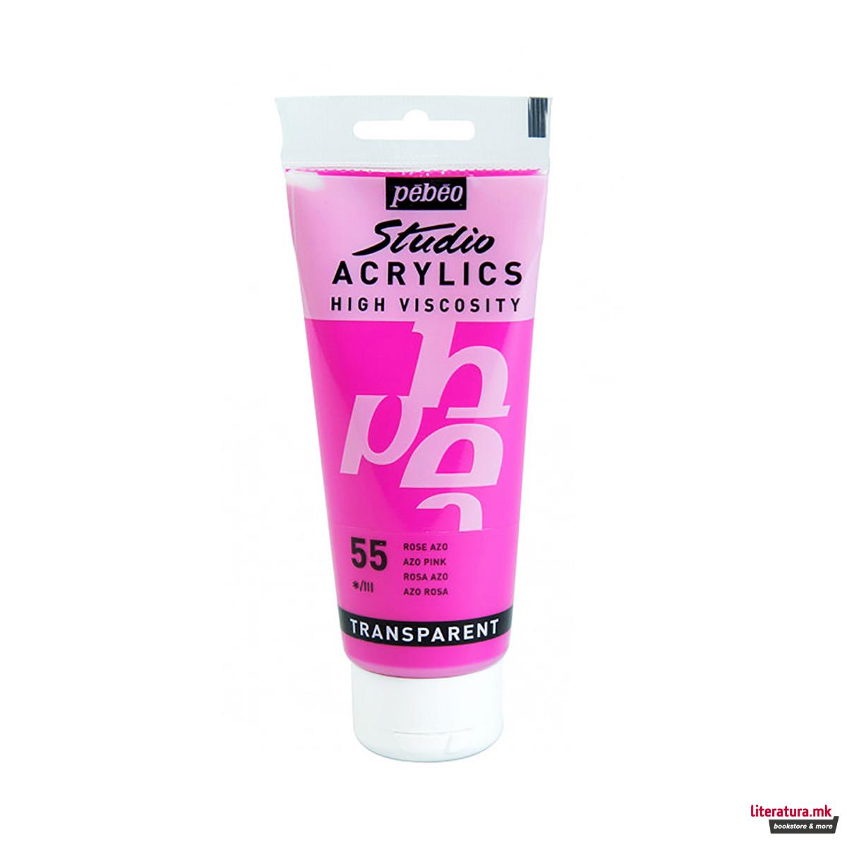 Акрилна боја, Pebeo, Studio Acrylics, 100 мл, azo pink 
