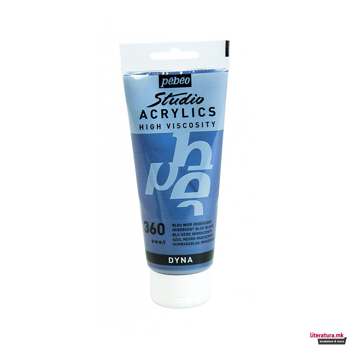 Акрилна боја, Pebeo, Studio Acrylics, 100 мл, iridescent blue black 