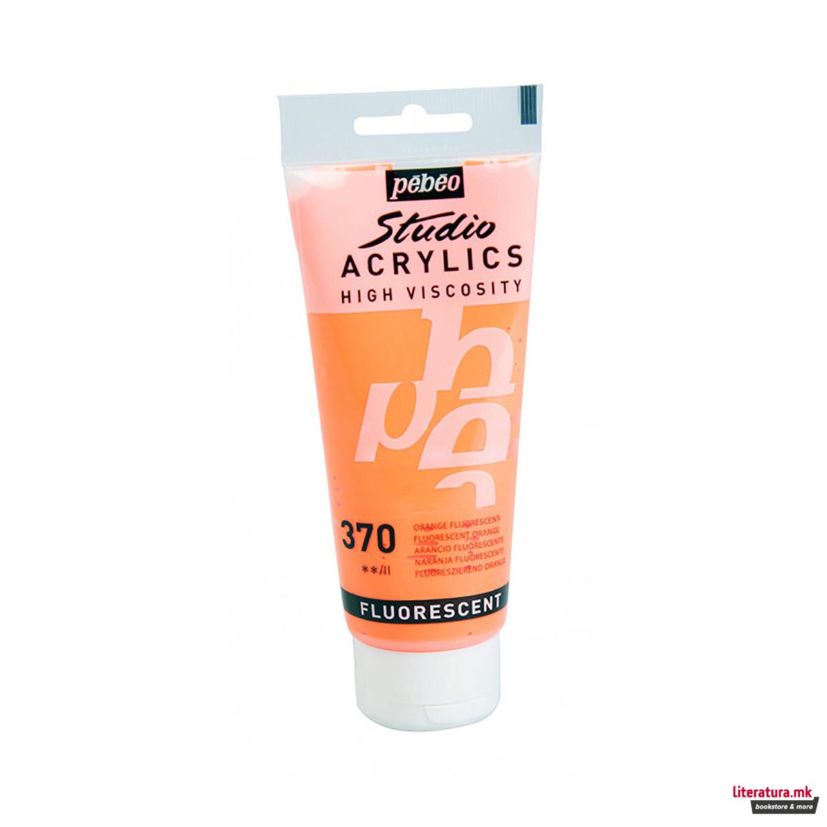 Акрилна боја, Pebeo, Studio Acrylics, 100 мл, fluorescent orange 