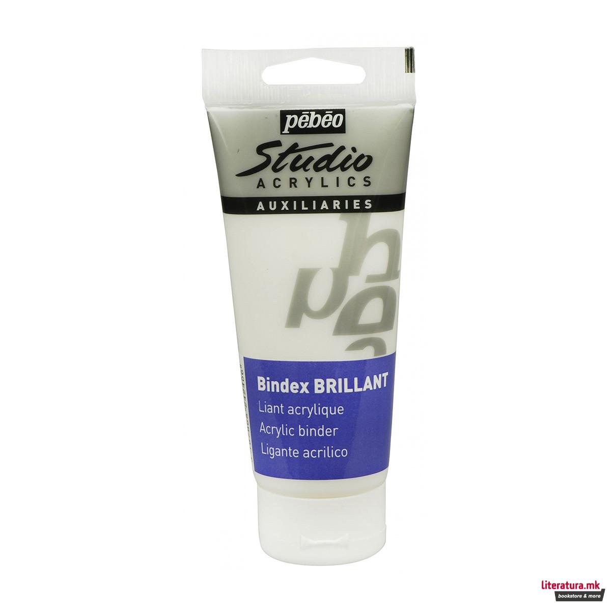 Врзиво за акрилни бои - сјајно, Pebeo, Studio Acrylics Auxiliaries, Gloss Bindex, 100 мл 
