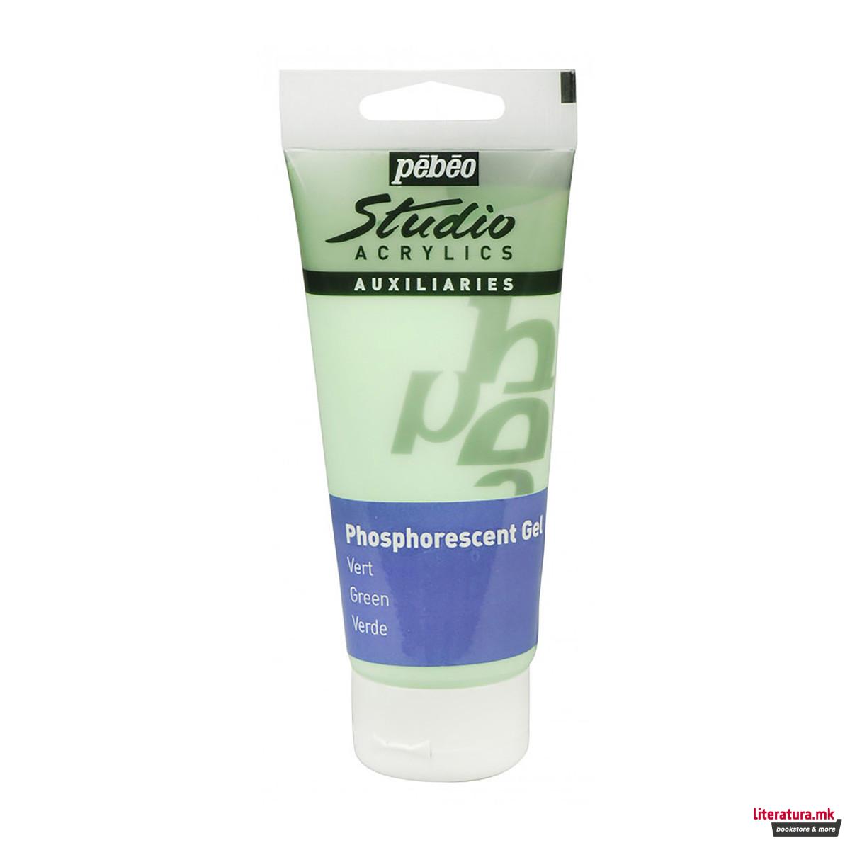 Фосфорен гел, Pebeo, Studio Acrylics, 100мл, green 