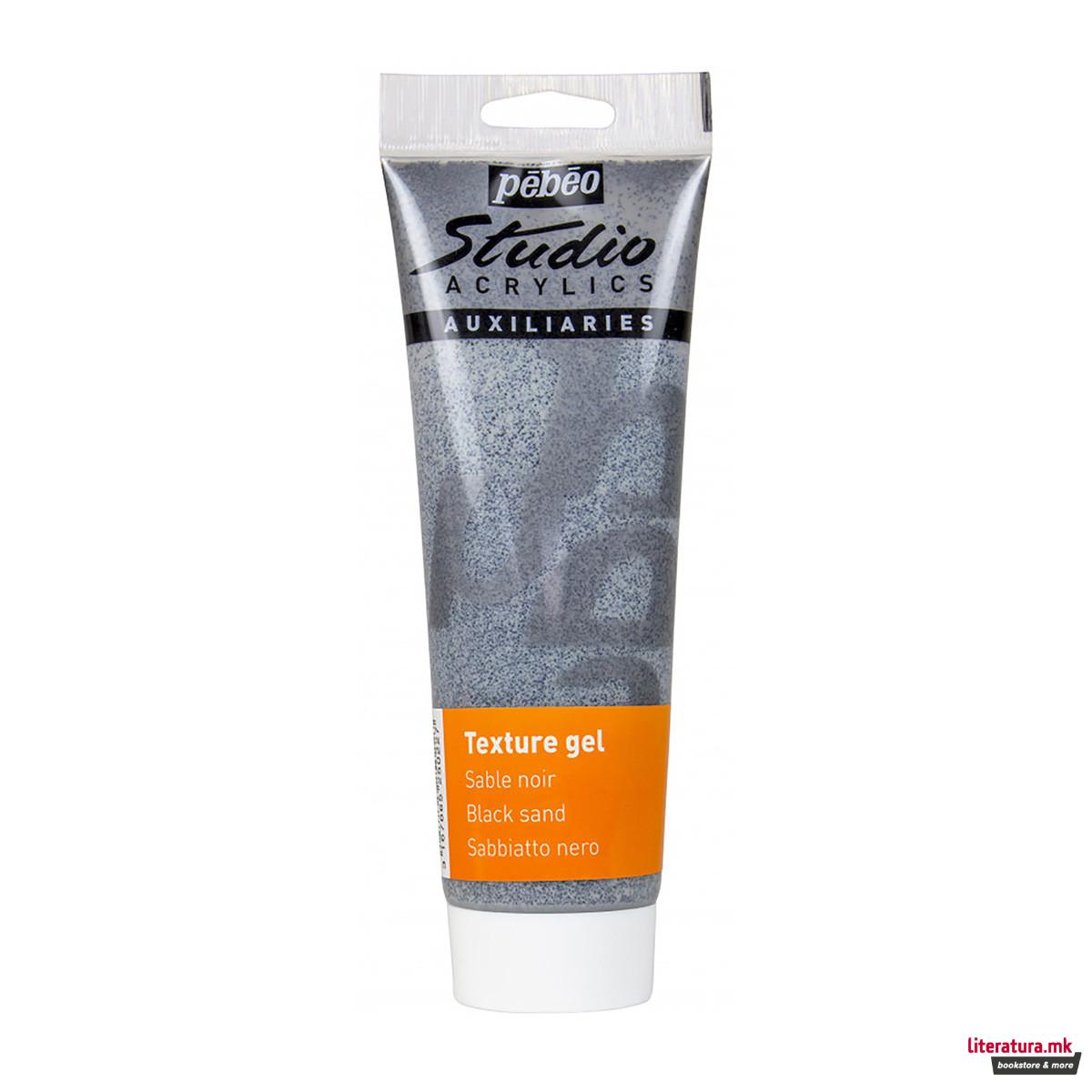 Гел за текстура - песок, Pebeo, Studio Acrylics Auxiliaries, Texture gel, 250мл, црн 