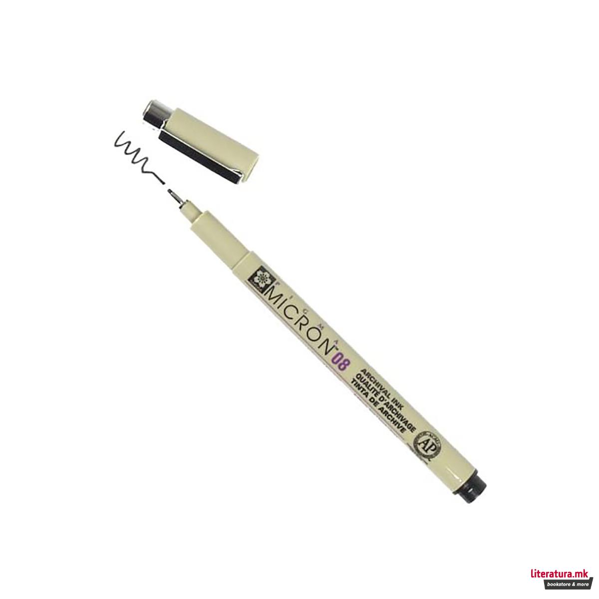 Фајнлајнер - блистер, Sakura, Pigma Micron 08, 0.50 мм, црн