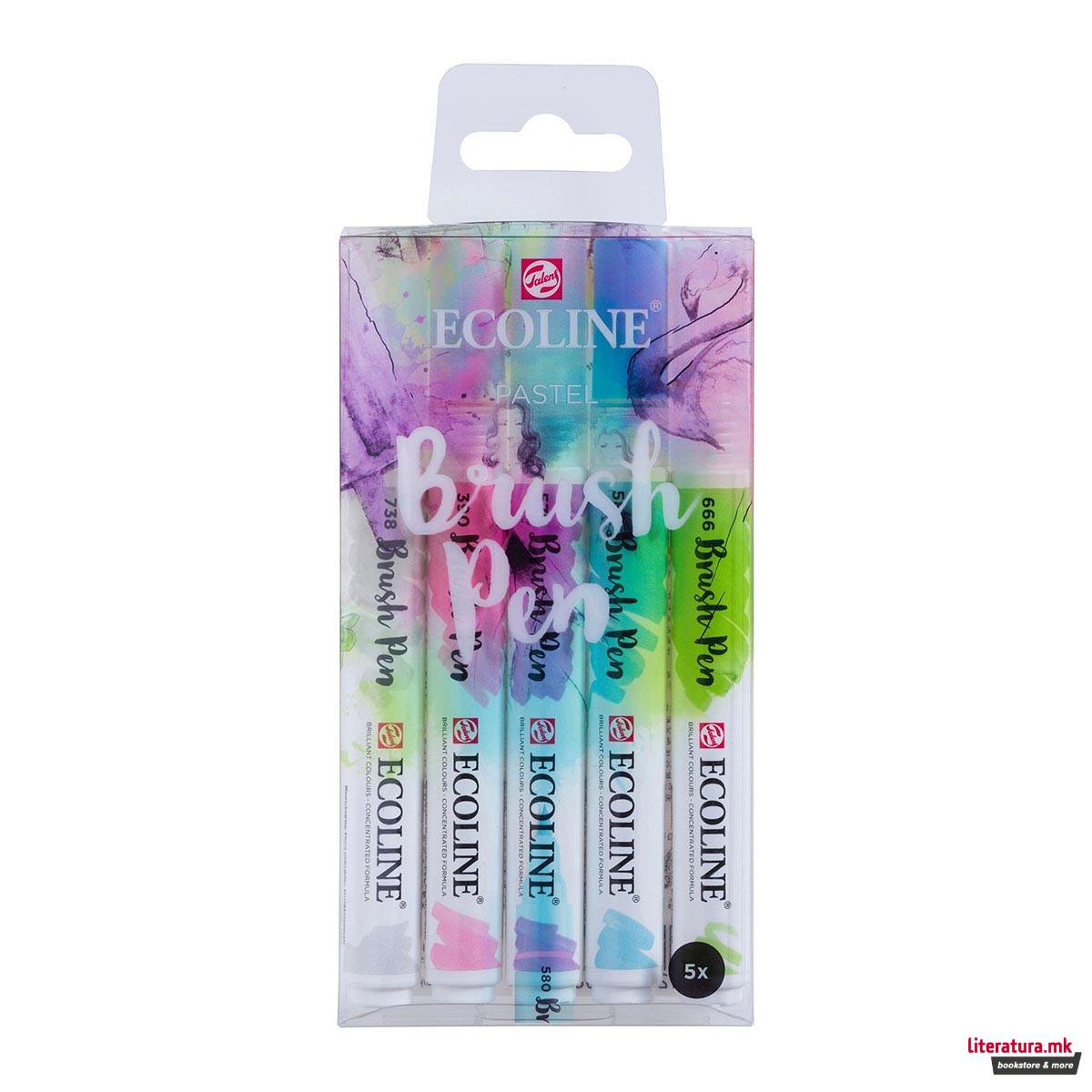 Сет од 5 брашпенс, TALENS, Ecoline Brush Pen set, pastel 