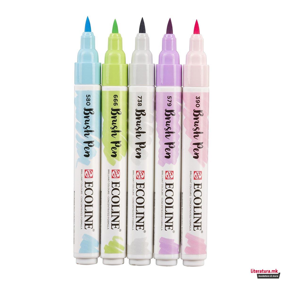 Сет од 5 брашпенс, TALENS, Ecoline Brush Pen set, pastel 