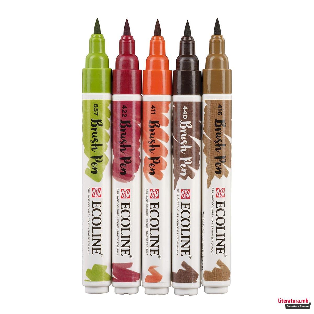 Сет од 5 брашпенс, TALENS, Ecoline Brush Pen set, autumn 