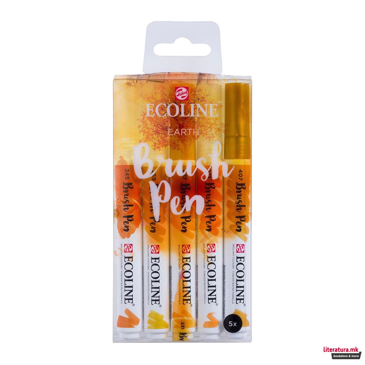 Сет од 5 брашпенс, TALENS, Ecoline Brush Pen set, earth 